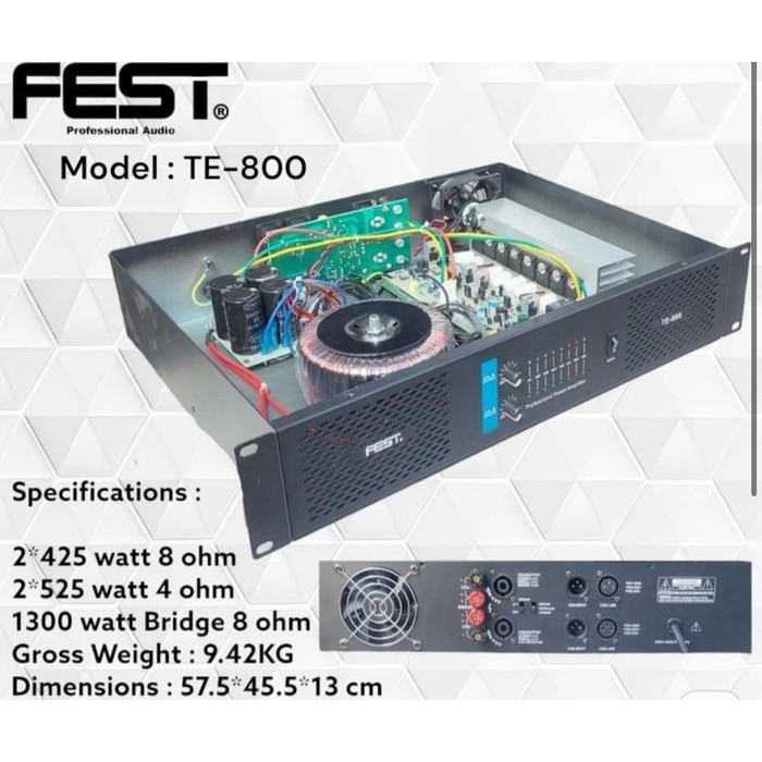 POWER AMPLIFIER FEST TE800 TE 800 GARANSI ORIGINAL Berkualitas Terbaru