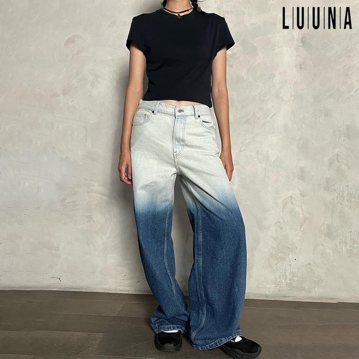NEW Luunashop OURRA Celana Jeans Wanita - Two Tone Baggy Pants [terbaik][terlaris]