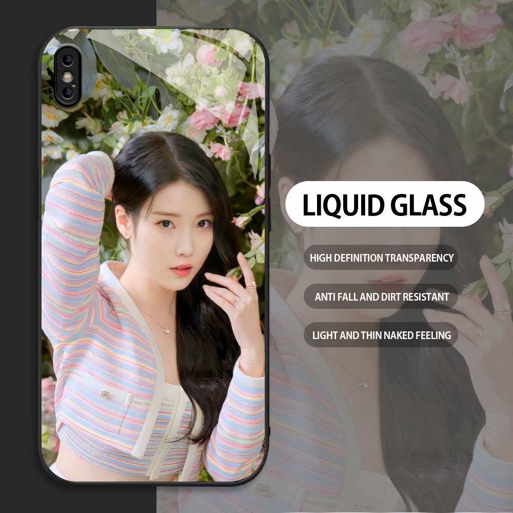 Tempered Glass case For Apple iPhone X XR XS MAX Korea IU Lee Ji Eun Casing HP Custom covers + Lanya