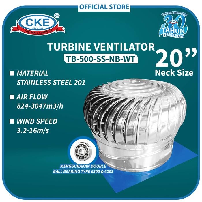 Turbin Ventilator 20 Inch Turbine Roof Ventilasi Atap Rumah Pabrik 20"