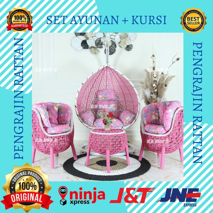 Set Ayunan Rotan Gantung Kursi Teras Brekele Anyaman Rotan Sintetis Untuk Anak Dewasa Santai Nyaman