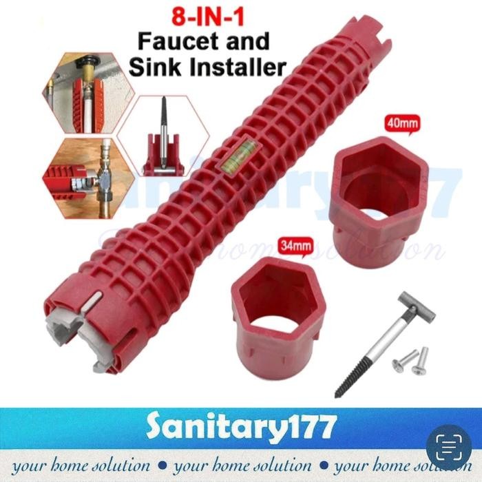 Kunci pas 8in1-installer tool 8 in 1 kran keran air wastafel cuci piring da multi fungsi serbaguna