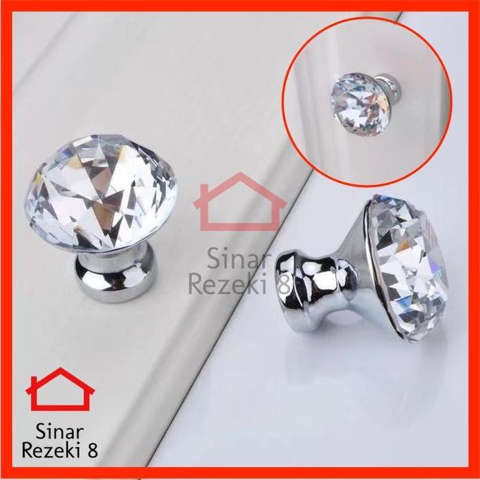 Tarikan Berlian Kristal M / Crystal Kaca Handle Laci Pintu Lemari Knob