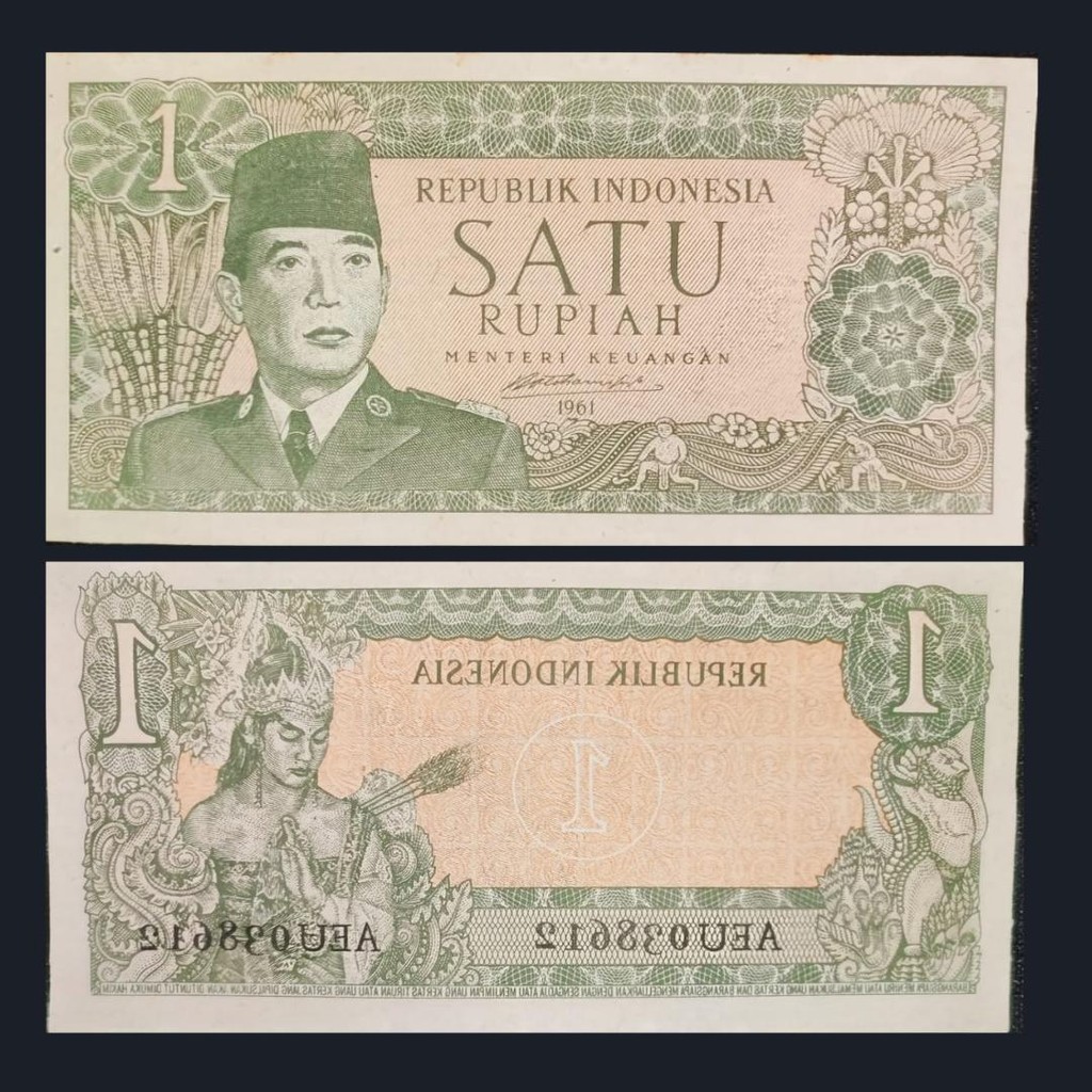 Uang Kuno Indonesia 1 Rupiah Borneo Tahun 1961 | AUNC CUCI