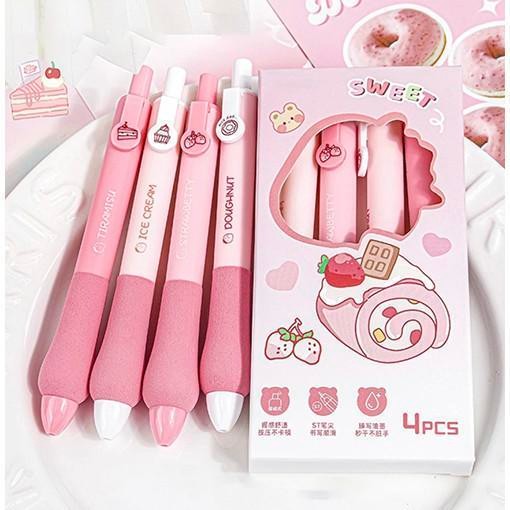 

Winzige Pulpen Aesthetic Pink pena Gel Pen lucu Retractable bolpoinTinta Hitam 0.5mm alat sekolah