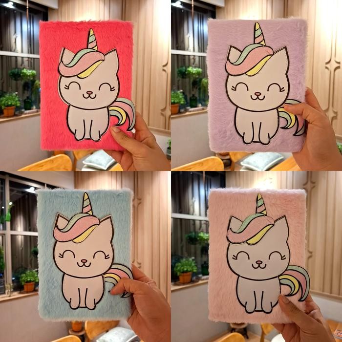 

Buku Diary Agenda Catatan Note Book Motif Fur Bulu Karakter Unicorn