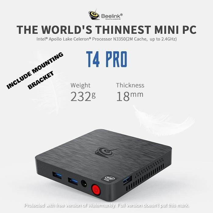 Beelink T4 Pro Mini PC Intel celeron N3350 4/64GB Dual 4K Windows 10