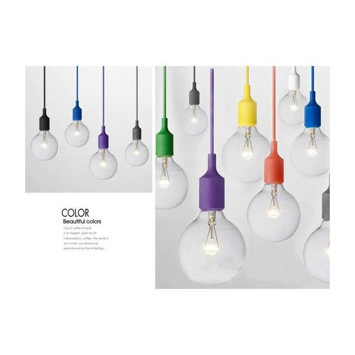 Fiting Lampu Gantung Edison E27 Fitting Gantung Lampu Pijar Silikon Plastik