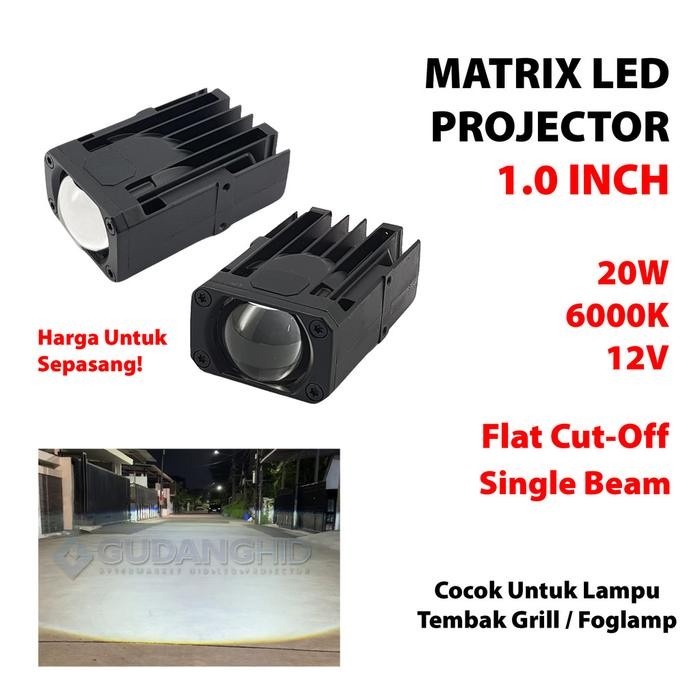 Lampu Tembak Sorot Grill Foglamp Projector LED Matrix 1 Inch Mini Projie Flat Cut-Off 20W Cut Off