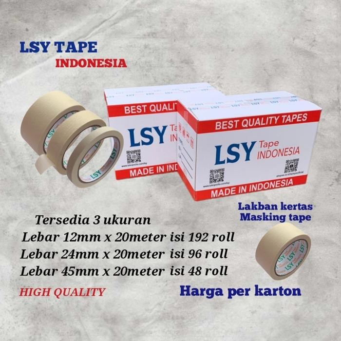 

Barang Terlaris Lakban Kertas / Masking 20Meter Harga 1 Dus Tersedia 3 Ukuran ( Cho ) Packing Aman