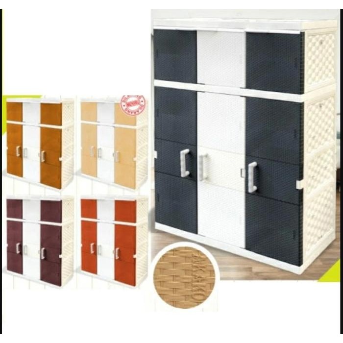 Jumbo Lemari Plastik Akako Elegant 3 Pintu Kaca Lp3Ep Lemari Gantung