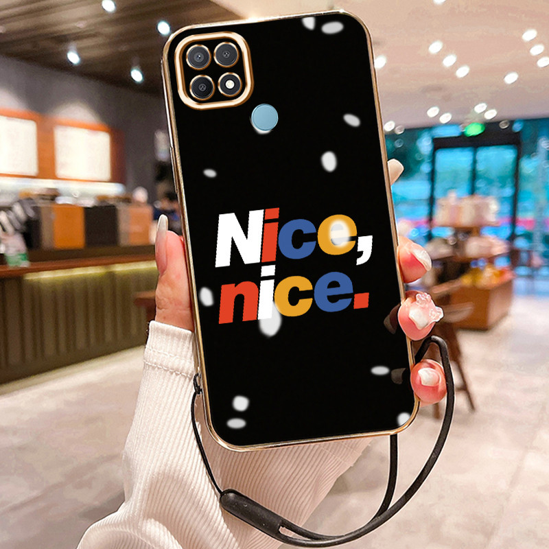 Casing Hp Untuk OPPO A15 A15s A35 Case Casing Huruf berwarna HP Cesing Silikon Softcase disepuh tali