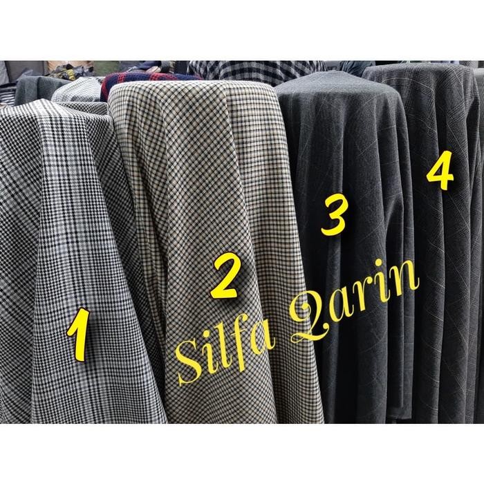 Kain Blazer/Celana Semi Wool Motif Kotak _ Bahan Semi Wool Motif Kotak
