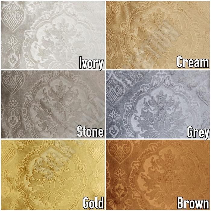 Kain Beludru Velvet Emboss Motif Damask - Atletico (Sofa, Jok, Kursi)