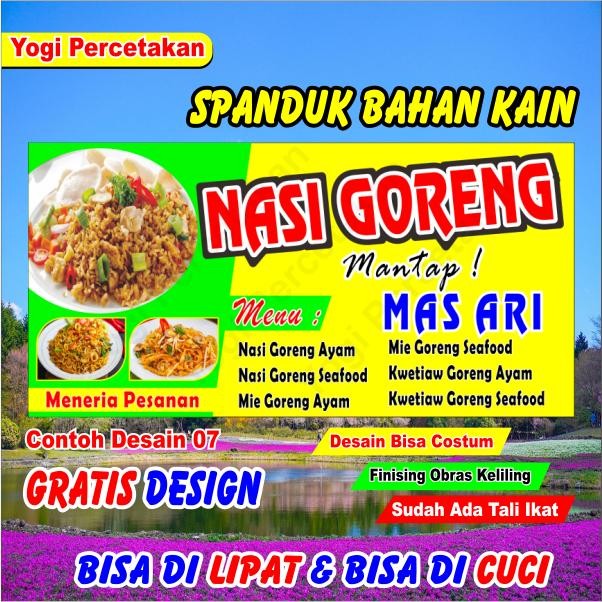 Spanduk Kain Nasi Goreng Costum Bebas Desain bisa Reques Tulisan apa saja, NASI GORENG