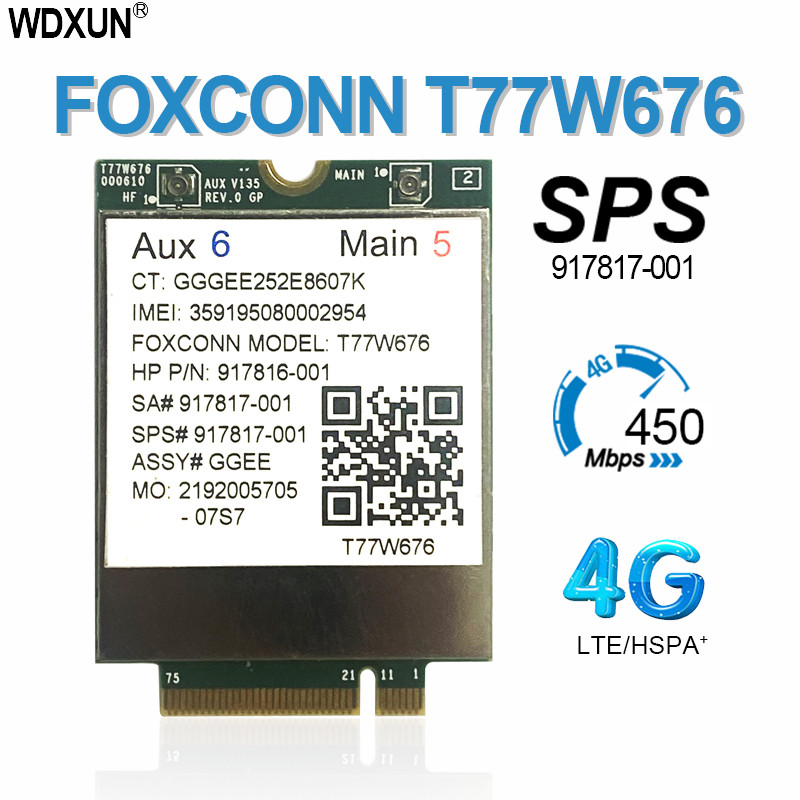 4G LTE modem T77W676 lt4220 X12 For 917817-100 WWAN M.2 450Mbps drahtlose karte fr Elite x2 1030 G3