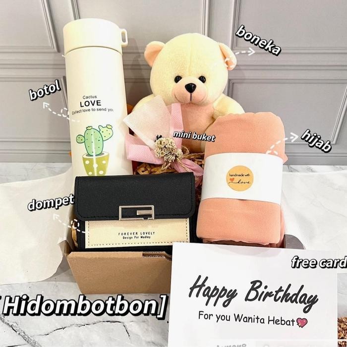 

[H.Dom] Hampers Hijab Kado Gift Box Ulang Tahun Hadiah Kerudung Bella Square Pashmina Ceruty