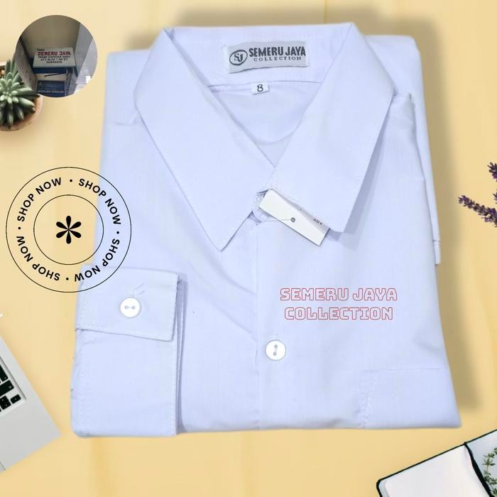 (Expert) Seragam Sekolah Baju Putih Panjang Polos TK SD SMP SMA dan OSPEK
