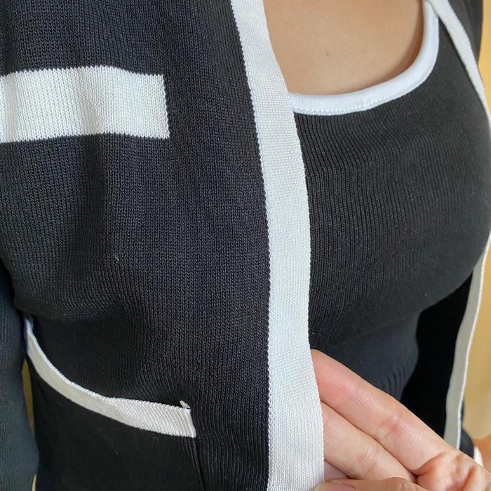 (Expert) HERCHOICE HN009 Baju Top Set Atasan Long Square Atasan Kerah Rajut n Kaos Rajut Lengan