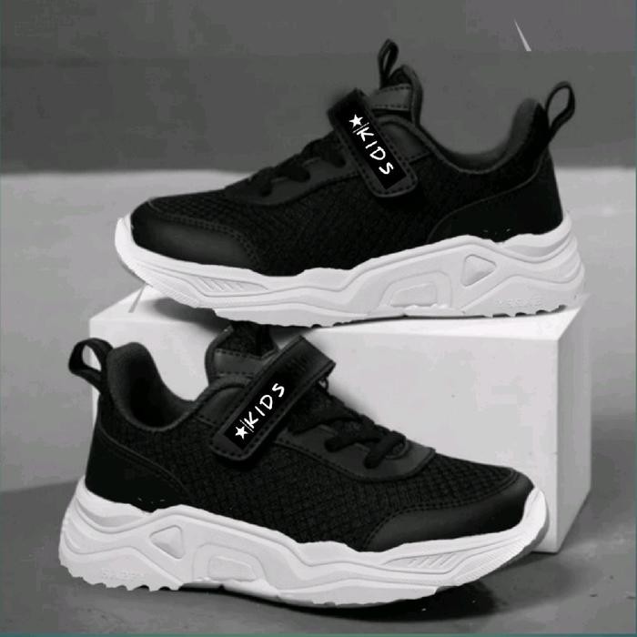 TERLARIS sepatu sneakers anak laki-laki dan perempuan sepatu anak sekolah tk-sd size 26-30 hitam
