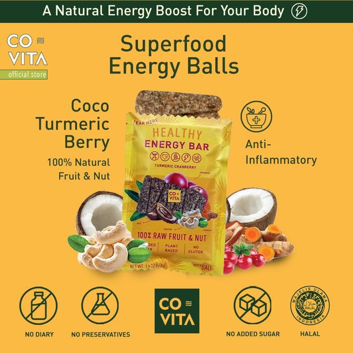 

Covita Superfood Energy Bar - Coco Turmeric Berry