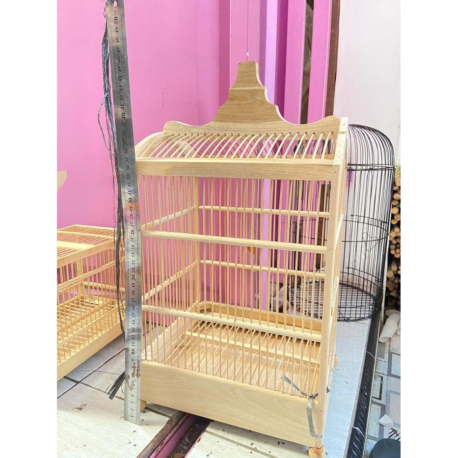KANDANG KOTAK MENTAH REPLIKA BNR SANGKAR BURUNG BAHAN KAYU JATI DIJAN HALUS COCOK UNTUK BURUNG KECIL