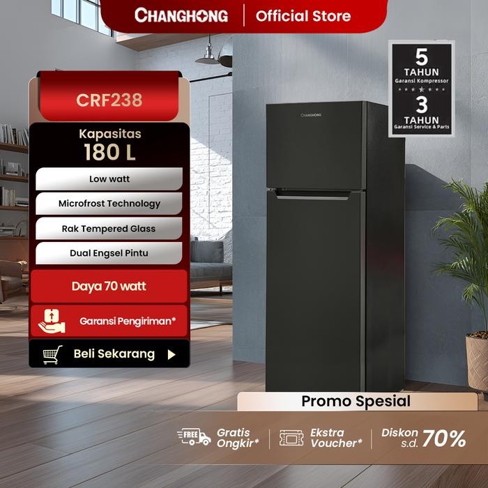 CHANGHONG Kulkas 2 Pintu 180L Black CRF-238