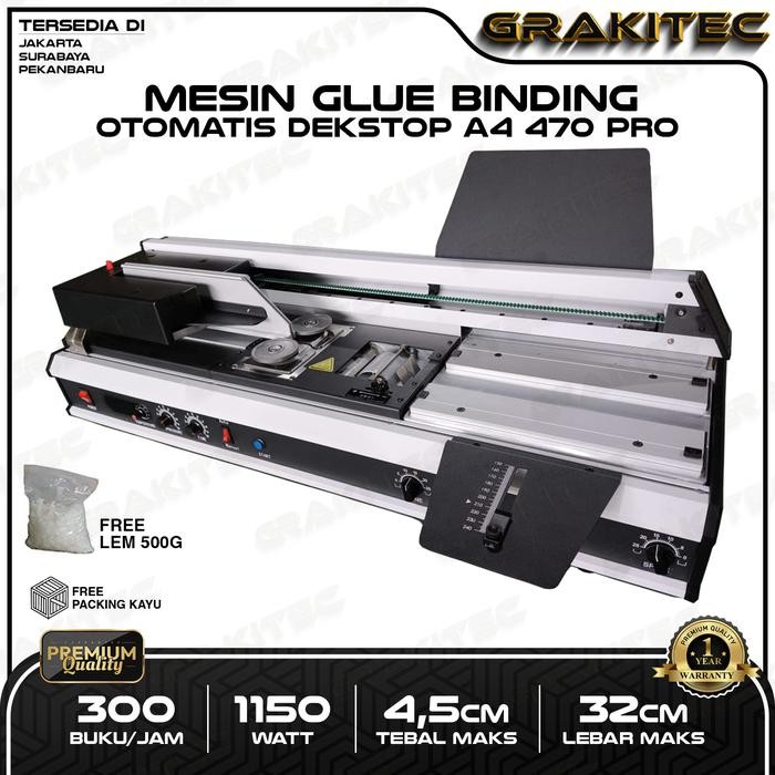 

Grakitec Mesin Jilid buku Bending OTOMATIS FULL Dekstop A4 470 PRO Jilid Lem Panas