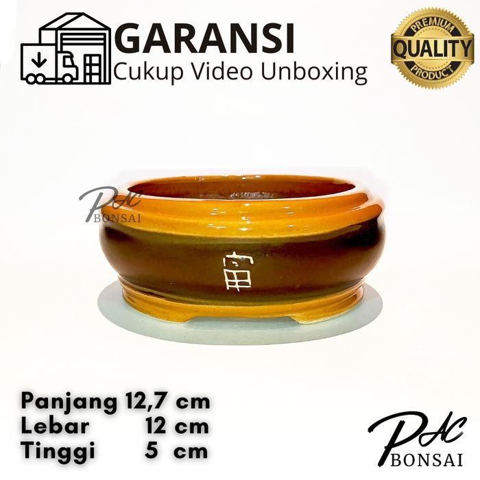 Pot Keramik Bonsai Sukulen Kaktus Adenium Bentuk Lingkaran