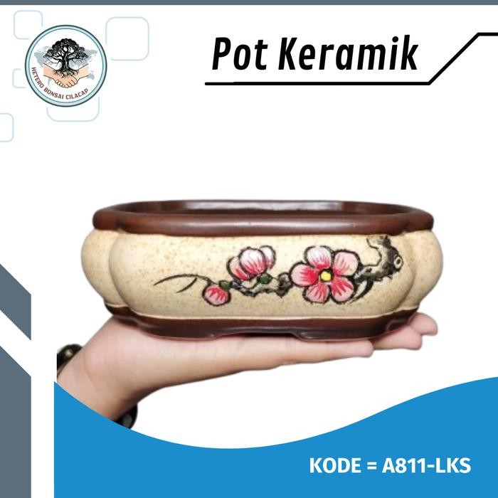 Pot Bonsai Keramik Mini Ceper Persegi Model Terbaru