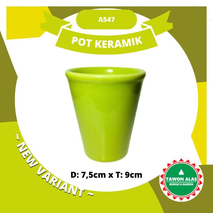 Pot Keramik Bonsai Bundar Tinggi Kecil