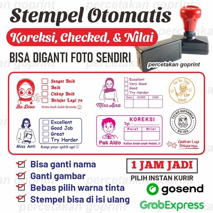

AT Stempel Guru, stempel penilaian koreksi checked Guru tk, sd smp paud Tinta