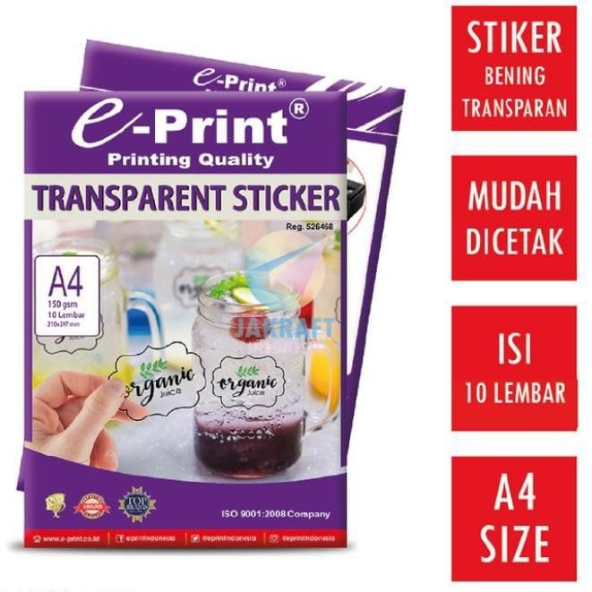 

AT Sticker Transparant A4 150 Gsm I E-Print Transparent Sticker Paper A4
