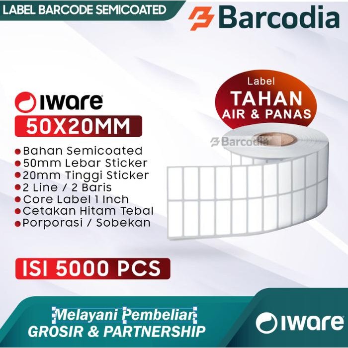 

AT Sticker Label Barcode Semicoated 2 line 50x20 mm isi 5000pcs