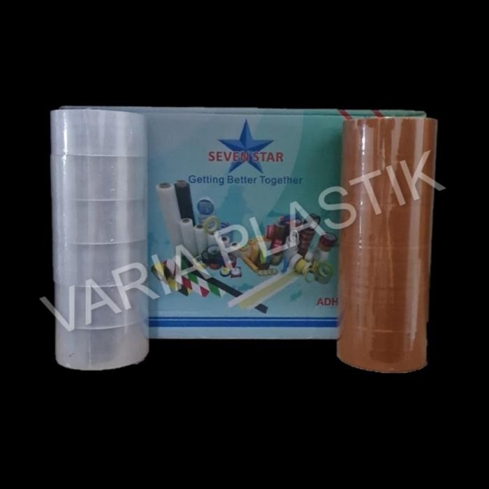 

AT Isolasi / lakban / Selotip Bening Coklat 45 mm x 90 Yard DOS 72 Roll