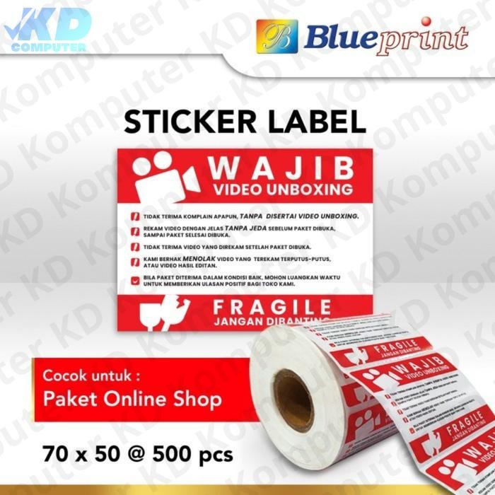 

AT Label Sticker Unboxing Fragile BLUEPRINT 70x50 mm isi 500