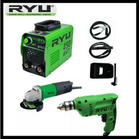 Paket 3pcs Ryu Mesin Las 450watt + Mesin Bor Tangan 10mm + Mesin Gurin