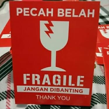 

AT sign tanda sticker pecah belah fragile