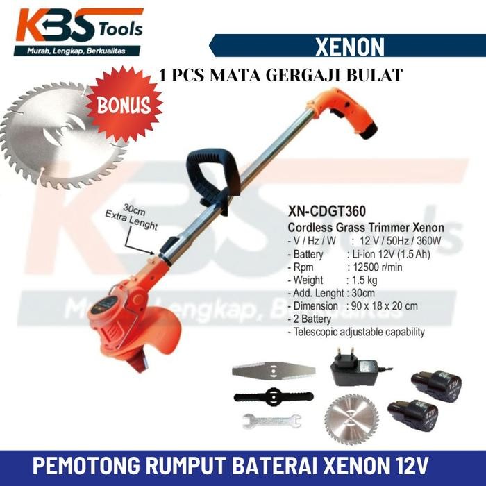 Mesin Potong Rumput Baterai XENON - Brush Cutter Cordless 2 Baterai