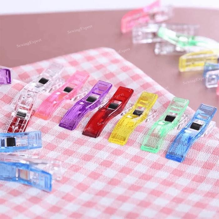 

AT Klip Penjepit Kain Jumbo 1 LUSIN / 12pcs Klip Besar Jahit Tepi Kain Warna Warni Wonder Clip Jepit