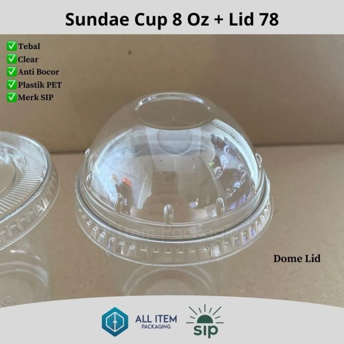(Expert) Sundae Cup 8 Oz / Ice Cream Cup + Lid @50 Pcs PET SIP 78