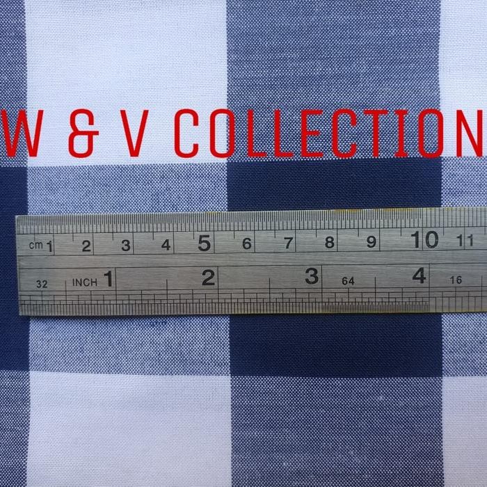 

AT Kain kotak biru navy putih 5cm. Lebar 150cm.