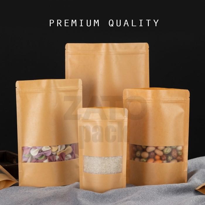 (Expert) 15x22 Kraft paper bag BROWN standing pouch ZATOPACK kemasan packaging