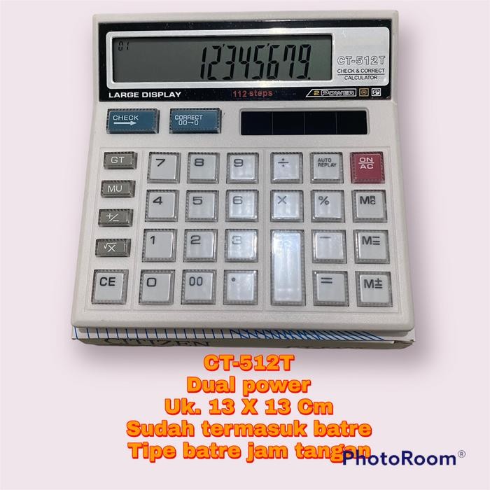 

Kalkulator CT-512T kalkulator 12 digit ukuran sedang Kalkulator Dagang CT 512T Putih