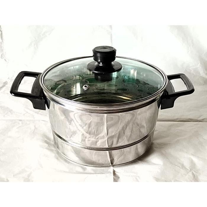 (Expert) Panci Kukus Nasi Tutup Kaca Bahan Stainless Steel Kapasitas Mulai 1kg-3kg.