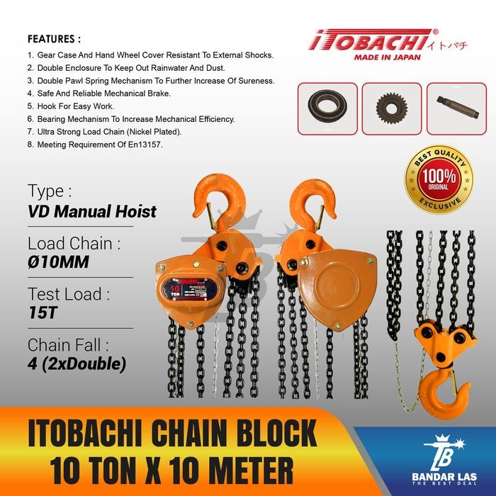 Murah Itobachi Titan Chain Block 10 Ton 10 Meter - Takel 10T X 10M - Katrol 10 T X 10 M - Hand Chain