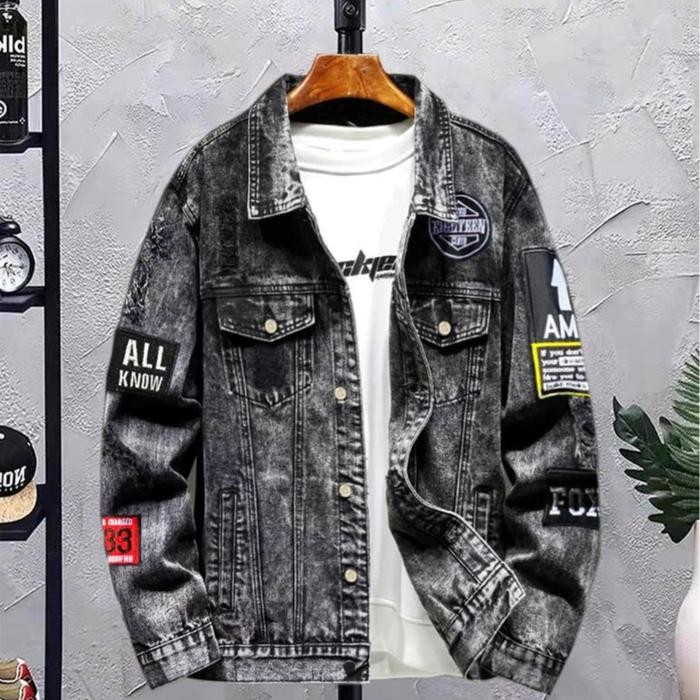 Jaket Jeans Denim Hiphop Sandwash Casual Pria Wanita