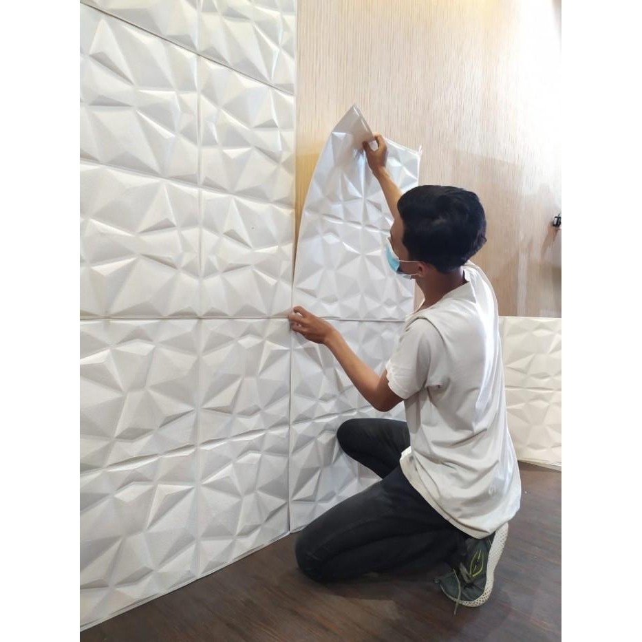 New wallpaper foam sticker wall panel diamond 3D 70x70 cm tebal 7.5 mm