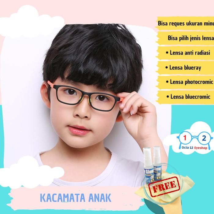 kacamata anti radiasi anak perempuan laki-laki 2104, bisa reques minus
