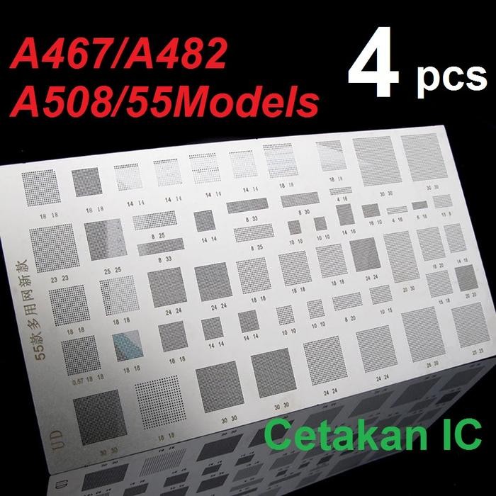 Plat Cetakan IC CPU Universal BGA Stencil Amaoe A467 A482 A508 55 Models Set 4 Pcs MTK MSM CPU RAM